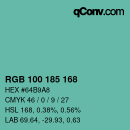 Color code: RGB 100 185 168 | qconv.com