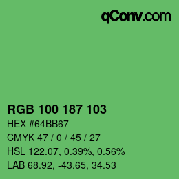 Color code: RGB 100 187 103 | qconv.com