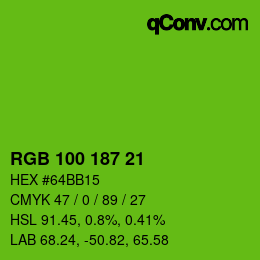 Color code: RGB 100 187 21 | qconv.com
