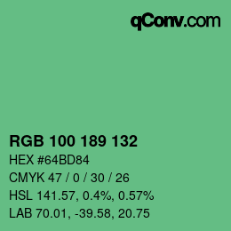 Color code: RGB 100 189 132 | qconv.com