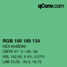 Color code: RGB 100 189 134 | qconv.com