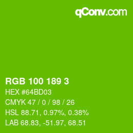 Color code: RGB 100 189 3 | qconv.com