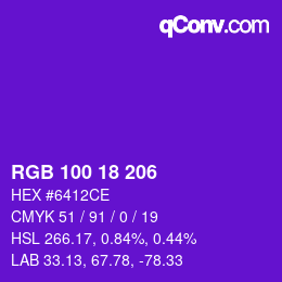 Color code: RGB 100 18 206 | qconv.com