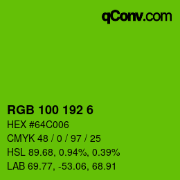 Color code: RGB 100 192 6 | qconv.com