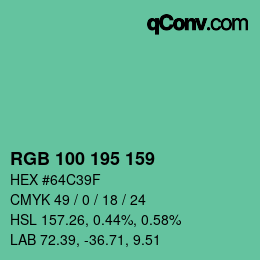 Código de color: RGB 100 195 159 | qconv.com