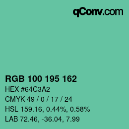 Color code: RGB 100 195 162 | qconv.com