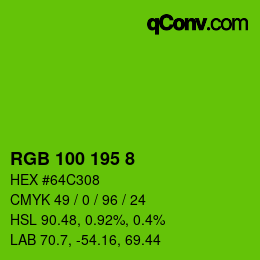 カラーコード: RGB 100 195 8 | qconv.com