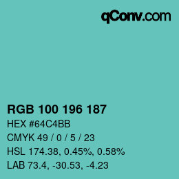 Color code: RGB 100 196 187 | qconv.com