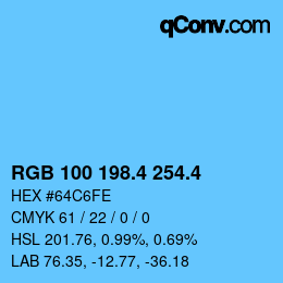 カラーコード: RGB 100 198.4 254.4 | qconv.com