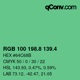 カラーコード: RGB 100 198.8 139.4 | qconv.com