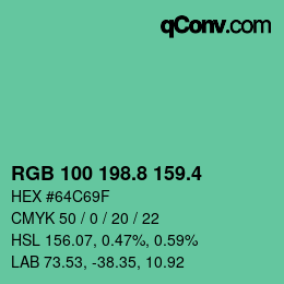 カラーコード: RGB 100 198.8 159.4 | qconv.com