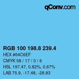カラーコード: RGB 100 198.8 239.4 | qconv.com