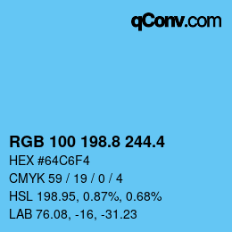 カラーコード: RGB 100 198.8 244.4 | qconv.com