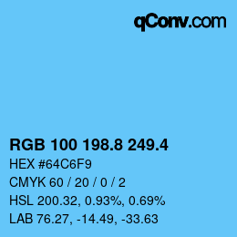 カラーコード: RGB 100 198.8 249.4 | qconv.com