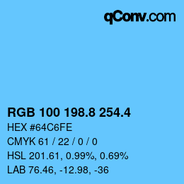 カラーコード: RGB 100 198.8 254.4 | qconv.com