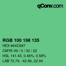 颜色代码: RGB 100 198 135 | qconv.com