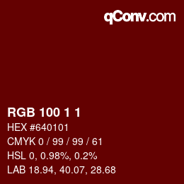 カラーコード: RGB 100 1 1 | qconv.com