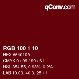 Color code: RGB 100 1 10 | qconv.com