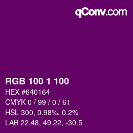 Color code: RGB 100 1 100 | qconv.com
