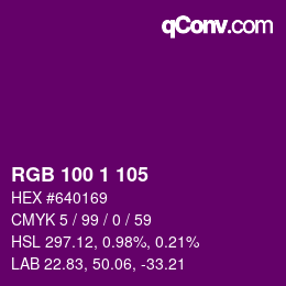 Farbcode: RGB 100 1 105 | qconv.com