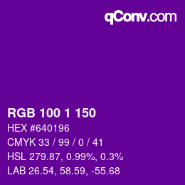 Color code: RGB 100 1 150 | qconv.com