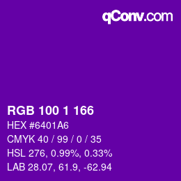 Color code: RGB 100 1 166 | qconv.com