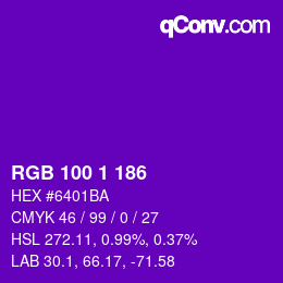 Color code: RGB 100 1 186 | qconv.com