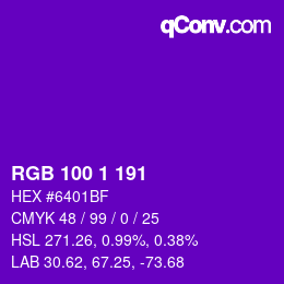 Color code: RGB 100 1 191 | qconv.com