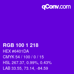 Color code: RGB 100 1 218 | qconv.com