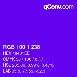 Color code: RGB 100 1 238 | qconv.com