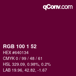 カラーコード: RGB 100 1 52 | qconv.com