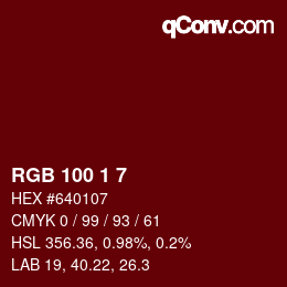 カラーコード: RGB 100 1 7 | qconv.com