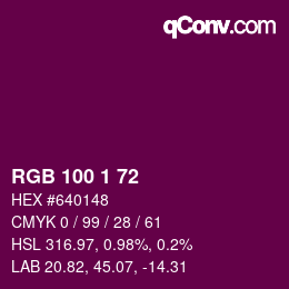 Color code: RGB 100 1 72 | qconv.com