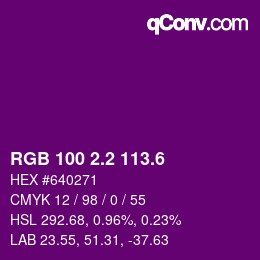 カラーコード: RGB 100 2.2 113.6 | qconv.com