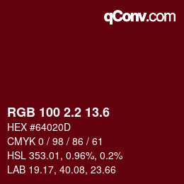 カラーコード: RGB 100 2.2 13.6 | qconv.com