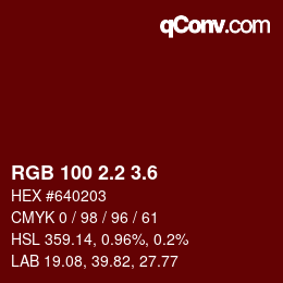 カラーコード: RGB 100 2.2 3.6 | qconv.com