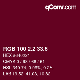 カラーコード: RGB 100 2.2 33.6 | qconv.com