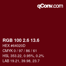 カラーコード: RGB 100 2.6 13.6 | qconv.com