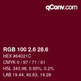 カラーコード: RGB 100 2.6 28.6 | qconv.com