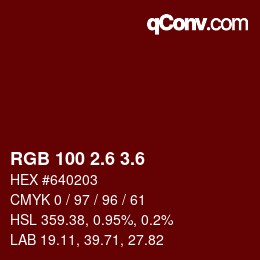カラーコード: RGB 100 2.6 3.6 | qconv.com