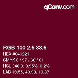 カラーコード: RGB 100 2.6 33.6 | qconv.com