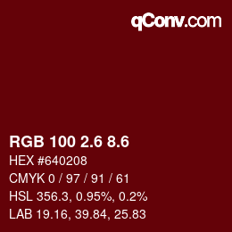カラーコード: RGB 100 2.6 8.6 | qconv.com