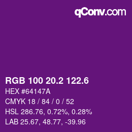 カラーコード: RGB 100 20.2 122.6 | qconv.com
