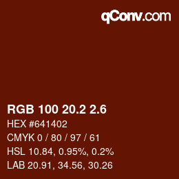 カラーコード: RGB 100 20.2 2.6 | qconv.com