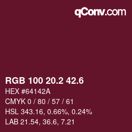 カラーコード: RGB 100 20.2 42.6 | qconv.com