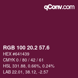 カラーコード: RGB 100 20.2 57.6 | qconv.com