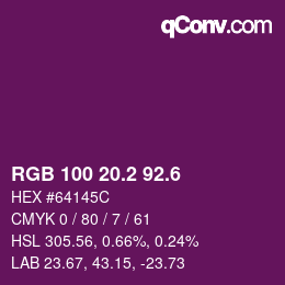 カラーコード: RGB 100 20.2 92.6 | qconv.com