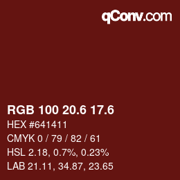 カラーコード: RGB 100 20.6 17.6 | qconv.com