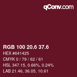 カラーコード: RGB 100 20.6 37.6 | qconv.com