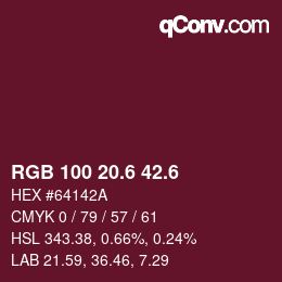 カラーコード: RGB 100 20.6 42.6 | qconv.com